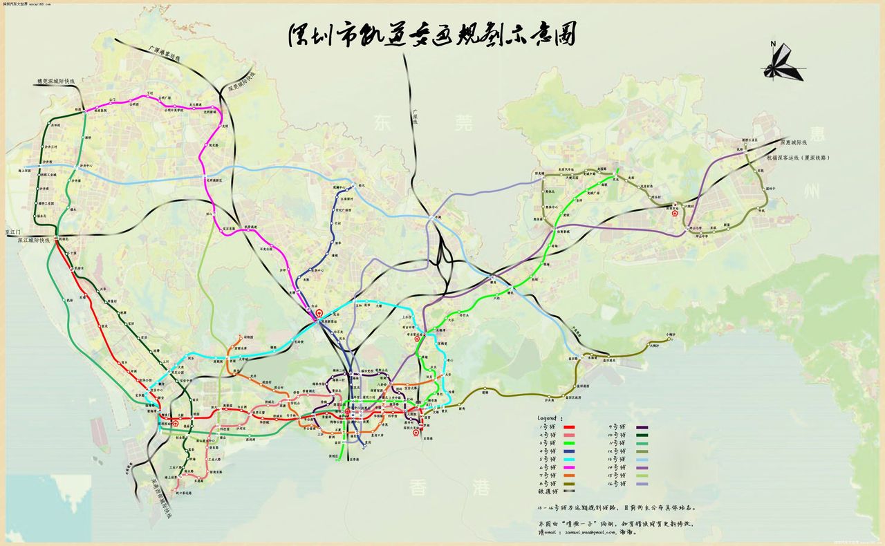 深圳地铁线路图（深圳市全市地铁站线路图片）