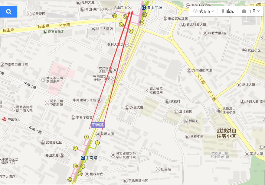 武汉洪山广场在地铁中南路要从哪个出口出去（中南路公馆ktv地铁出口）