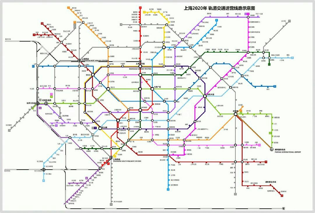 上海未来将要有多少条地铁（上海2020地铁线路图）