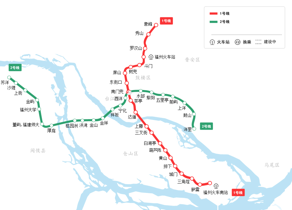 福州地铁一号线线路图（地铁一号线福州火车站示意图）