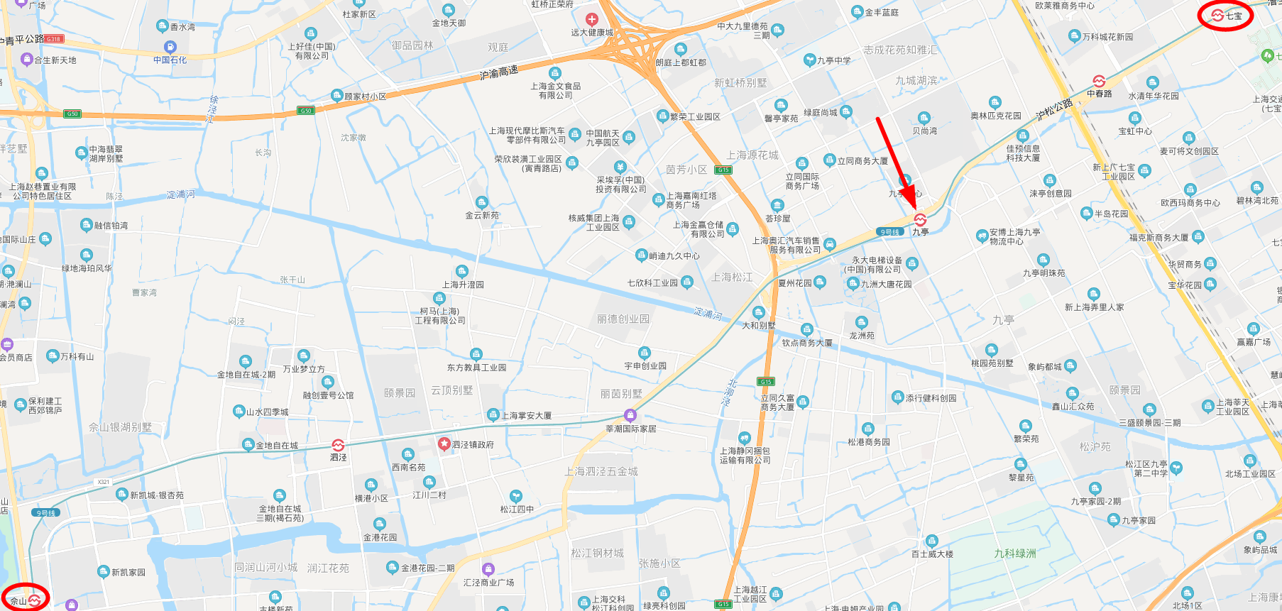 上海地铁九号线九亭站的具体位置（九亭莫泰地铁站）