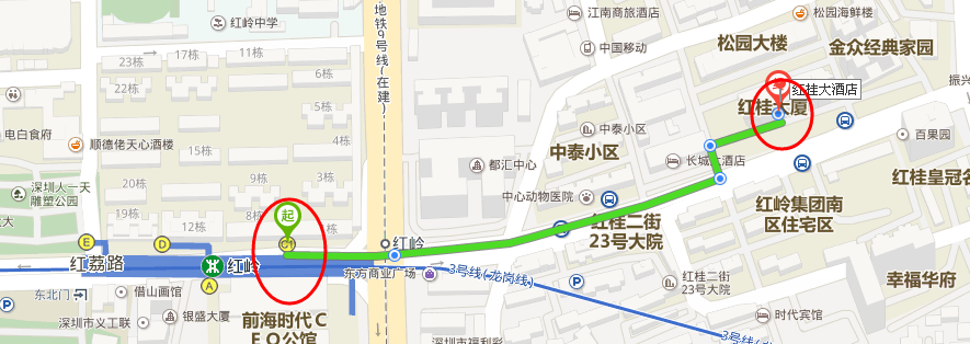 深圳地铁9号线红岭南站离京基100远吗（地铁红岭南站出口）