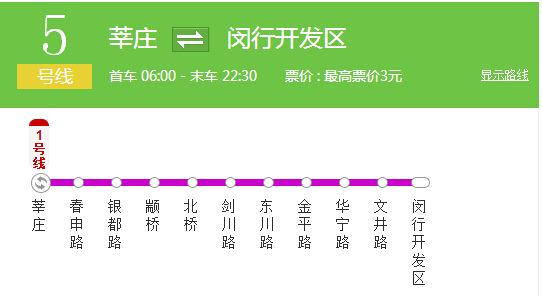 上海地铁5号线首末车时间（地铁5号线22日时间）