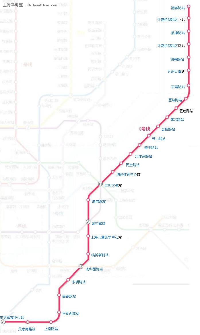 上海地铁六号 线路图（上海市地铁6号线路图）