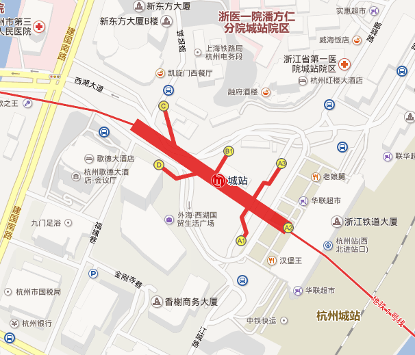 杭州地铁2号线人民广场站有几个出口（杭州地铁城站出口）
