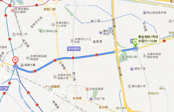 天津东丽屿东城地铁2号线怎么去红桥区（天津站到屿东城地铁）