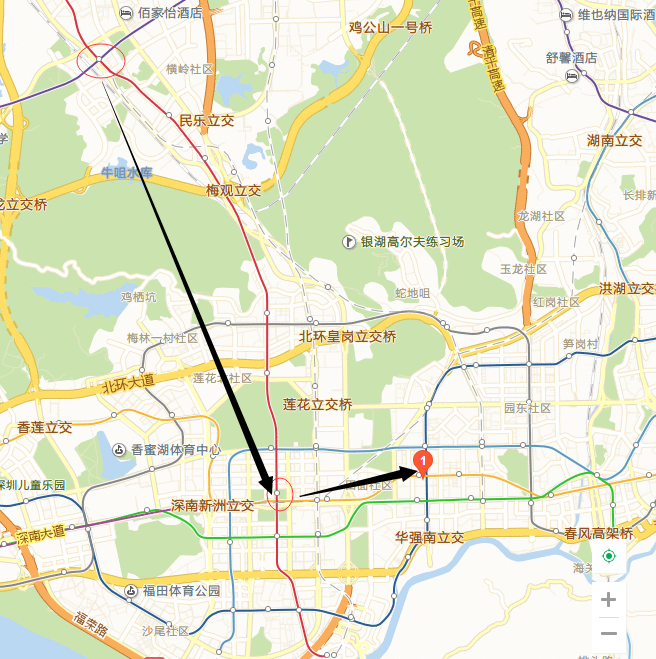 问下有谁知道从深圳地铁一号线华强路站的B出口出来后怎么去九方购物中心呢走路怎么走坐车方式（华强地铁出口）