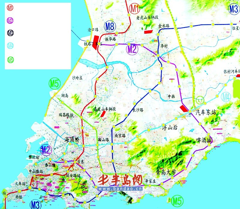 求全部青岛地铁线路规划图（青岛m1地铁线路沿线楼盘）