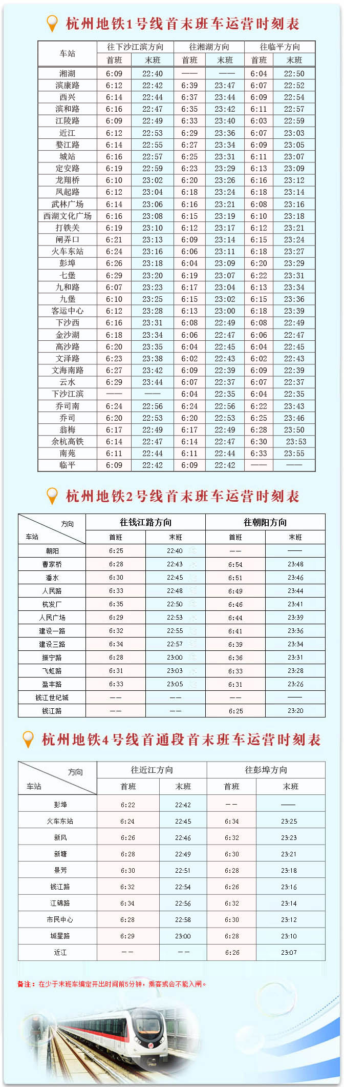 杭州地铁运营时间（杭州地铁1号2号线几点下班）