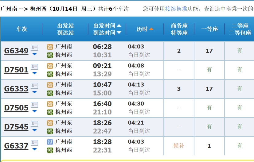 广州南站坐高铁到梅州西站的开车时间表（梅州到广州南高铁）