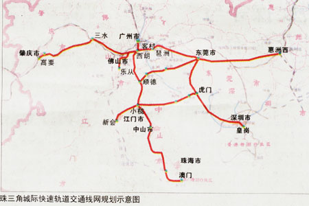 莞惠城际轨道的线路走向（珠三角地铁规划图）