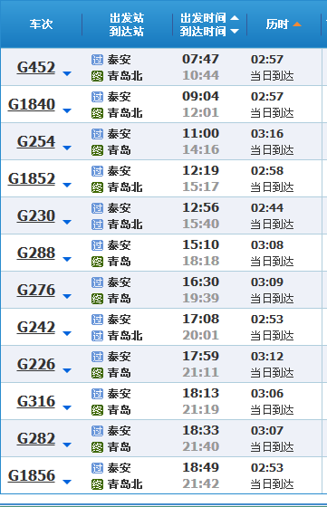 高铁泰安到青岛北几个小时（泰安到青岛高铁多少钱）
