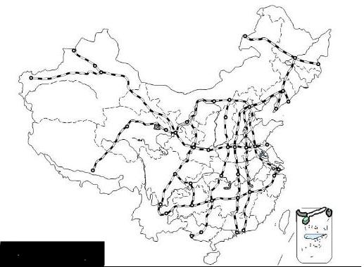 中国铁路干线图（三横五纵）（中国铁路五纵四横简图）