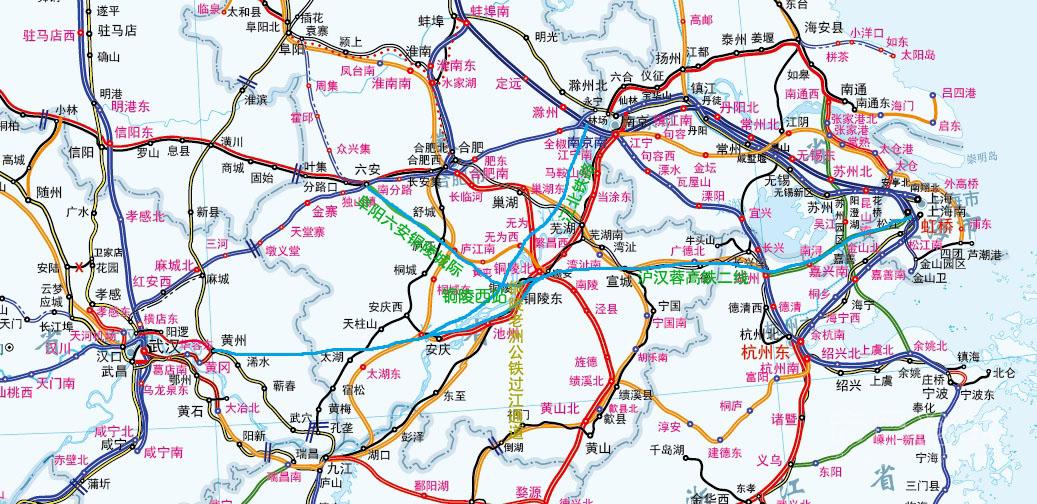沪汉蓉铁路的二线：沪汉蓉高速铁路（沪蓉高铁路线）