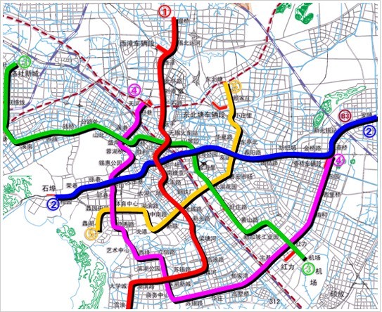 无锡5条地铁规划图（无锡市地铁8号线路图）