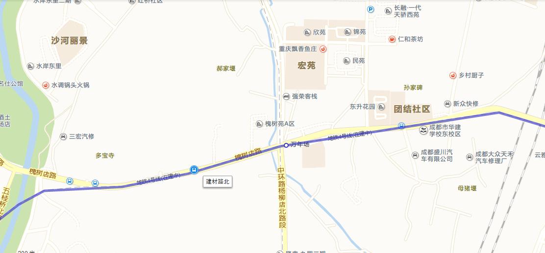 成都地铁4号线洛带至万年场站线路图（成都地铁4号线万年场A出口）