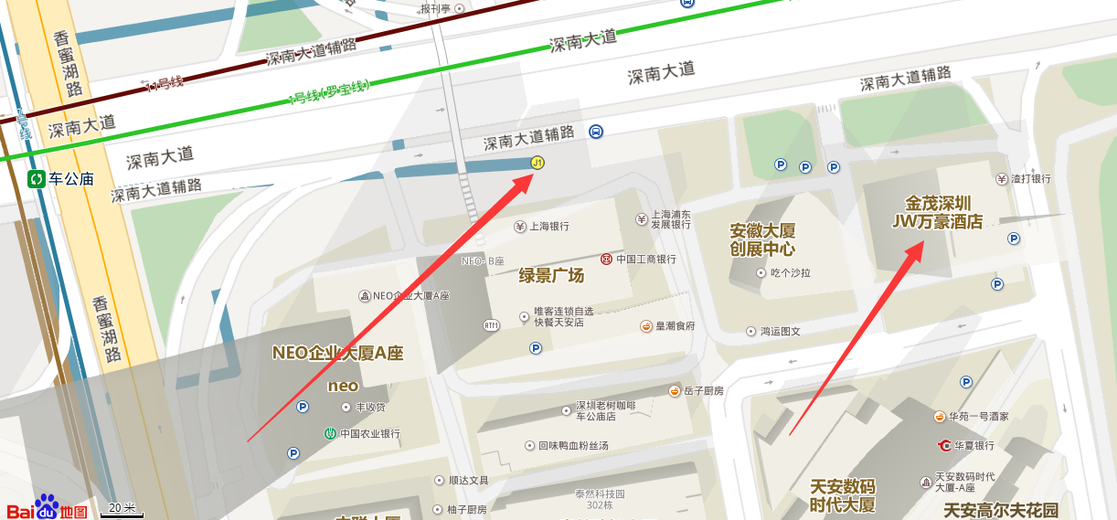 如何坐公交地铁去深圳的金茂深圳JW万豪酒店（金茂万豪酒店地铁站）
