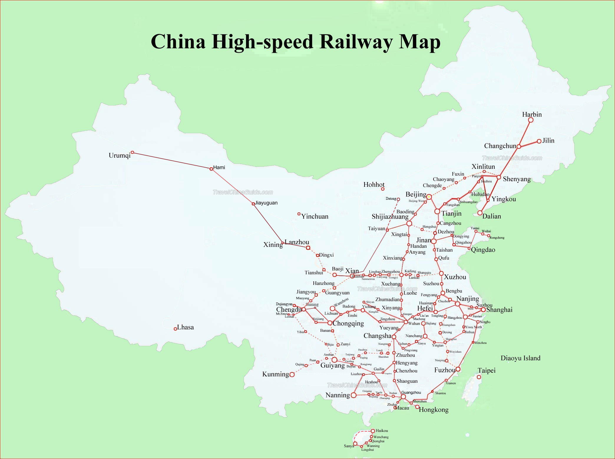 求中国各地的高铁站图（全国高铁图高清版大图）