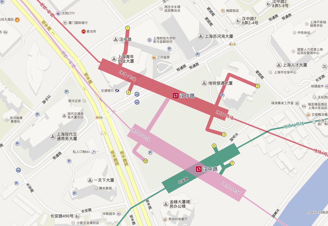上海地铁1号线汉中路站换13号线需出站换乖吗（汉中路地铁时间）