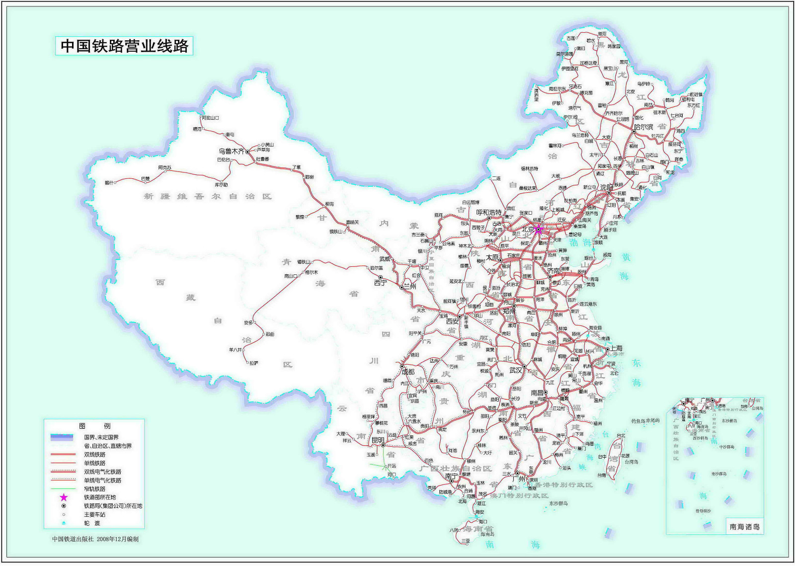 中国铁路分布图（中国铁路道）