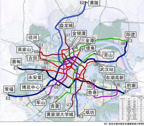 武汉地铁线路图（武汉轨道交通图高清）