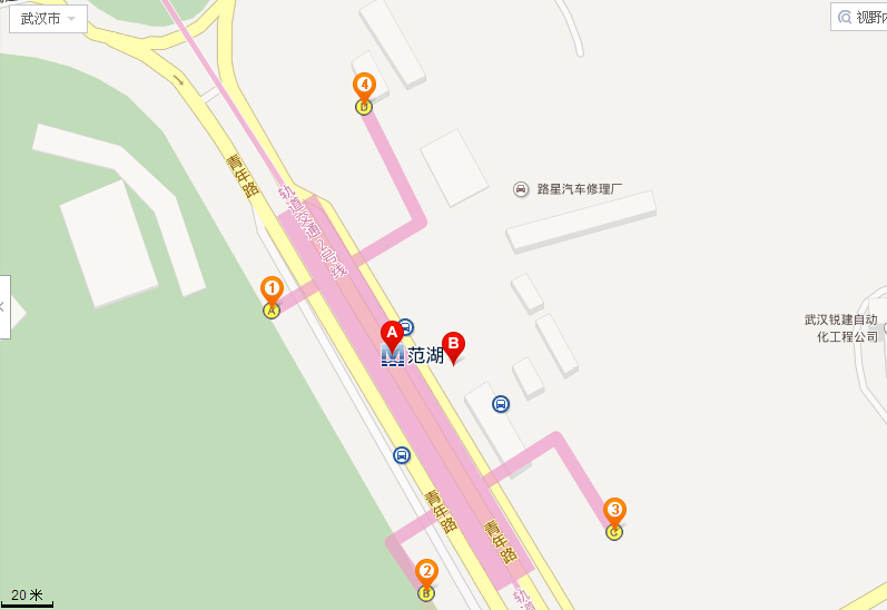 武汉范湖地铁站位置`公交（范湖地铁站出口）