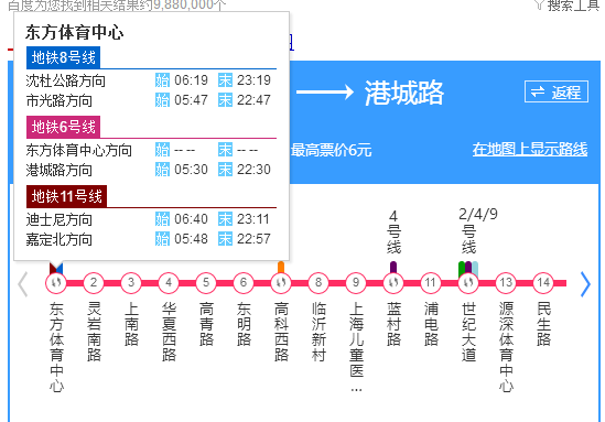 上海地铁六号 线路图（上海市六号地铁线路）