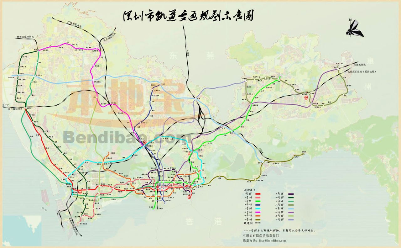 求这张深圳地铁2020年规划图高清版（深圳楼盘周边的地铁规划）