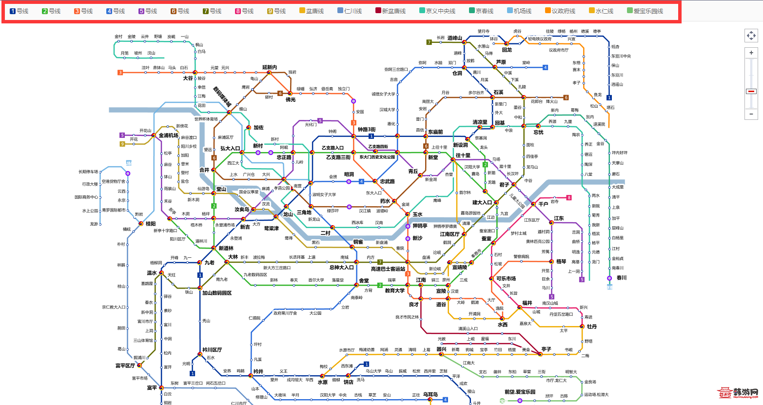 求韩国 首尔地铁线路图 中韩对照 最好是高清的 谢谢谢（首尔地铁线路图2019）