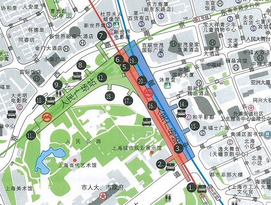 在上海坐地铁到人民广场站几号出口到南京路步行街（人民广场地铁站）
