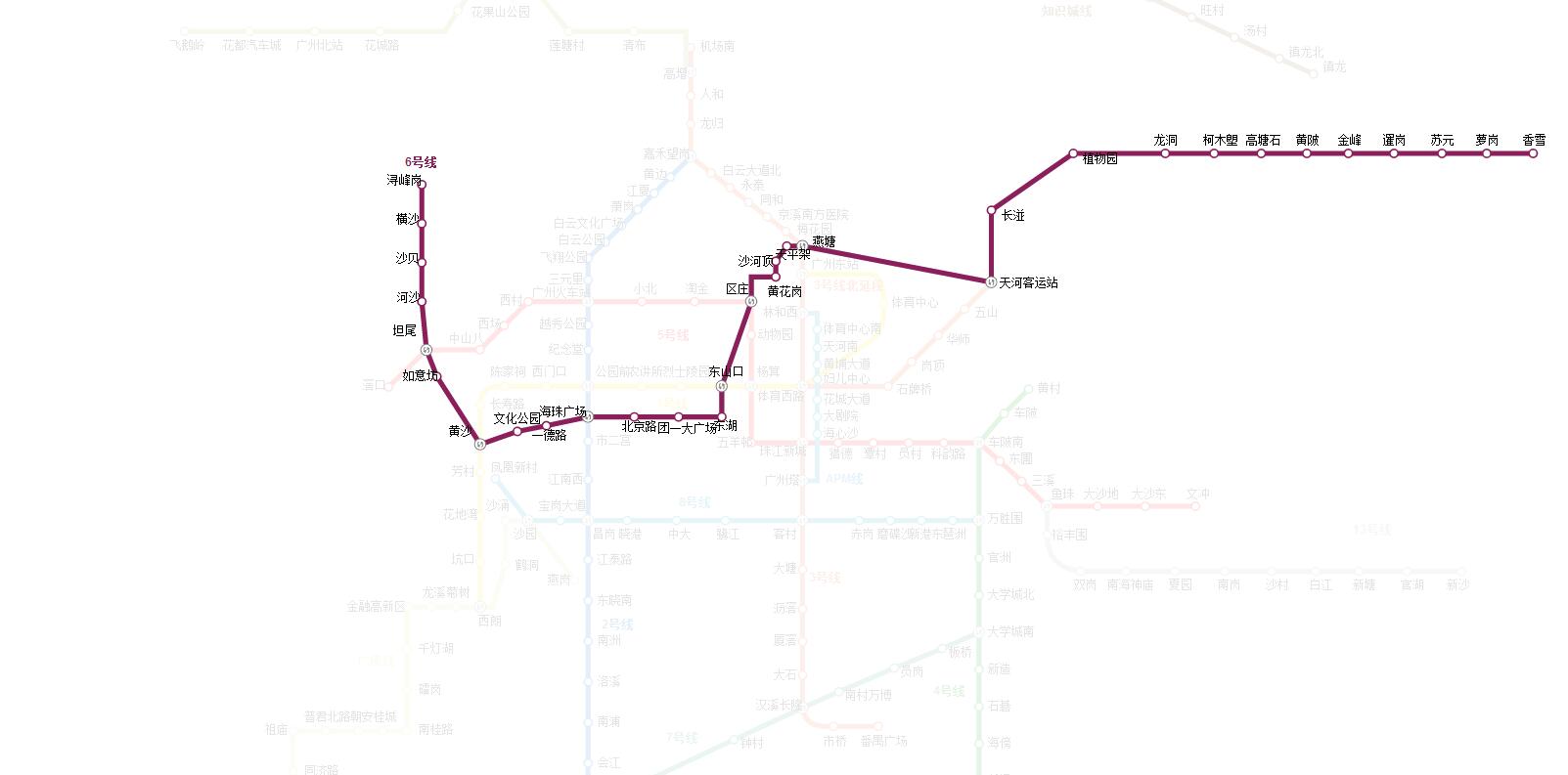 广州地铁6号线会经过哪些站啊（广州地铁线6路图）