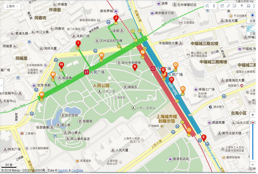 上海地铁二号线人民广场几号出口出来是来福士广场这里（上海人民广场地铁站出口）